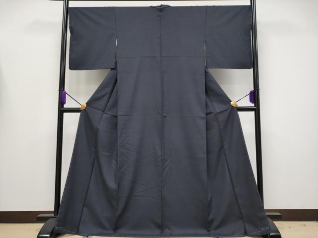 平和屋着物●極上　結城紬　色無地　濃紺地　証紙付き　逸品　未使用　CYAA4157s6_1