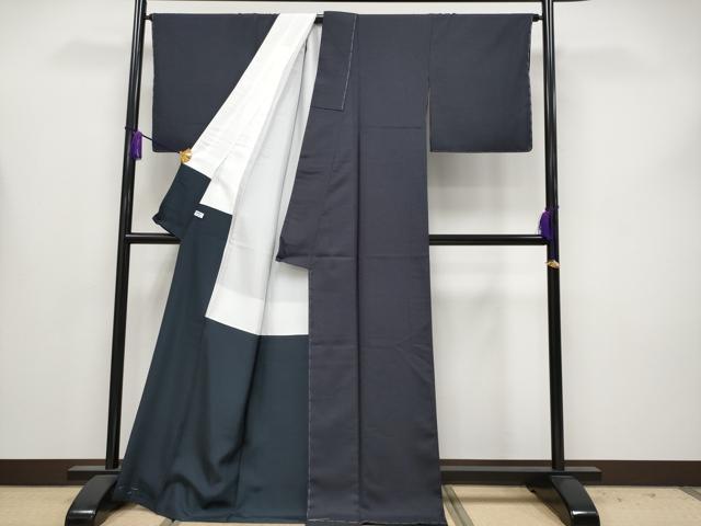 平和屋着物●極上　結城紬　色無地　濃紺地　証紙付き　逸品　未使用　CYAA4157s6_2