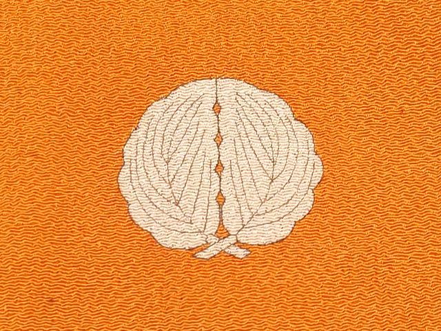 平和屋本店●極上　アンティーク　大正ロマン　中国三大刺繍　相良刺繍　振袖　松竹梅　蓑亀　鶴　金糸　赤橙色地　逸品　CYAA4166s6_8