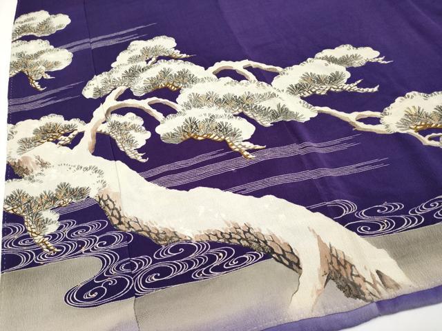 平和屋着物●極上　アンティーク　大正ロマン　中国三大刺繍　相良刺繍　振袖　枝松文　金糸　鬼しぼ縮緬　深紫色地　逸品　CYAA4167s6_4