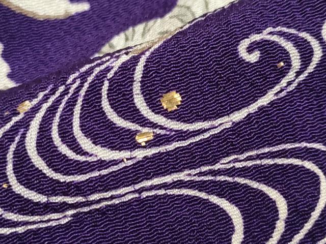 平和屋着物●極上　アンティーク　大正ロマン　中国三大刺繍　相良刺繍　振袖　枝松文　金糸　鬼しぼ縮緬　深紫色地　逸品　CYAA4167s6_6