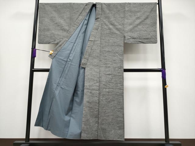 平和屋本店●極上　男性　紬　アンサンブル　キングサイズ　色無地　鈍色地　逸品　CYAA4187s6_1