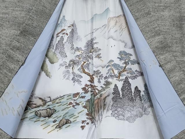 平和屋本店●極上　男性　紬　アンサンブル　キングサイズ　色無地　鈍色地　逸品　CYAA4187s6_7