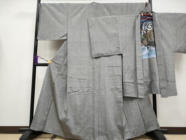 平和屋本店●極上　男性　紬　アンサンブル　キングサイズ　薄墨色地　逸品　未使用　CYAA4195s6 43,680円