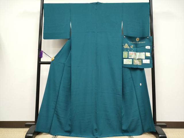 平和屋着物●極上　色無地　皇室献上絹　小忌染　高麗納戸色　今上天皇陛下大賞祭謹製　反端付き　逸品　CYAA4215s6_1