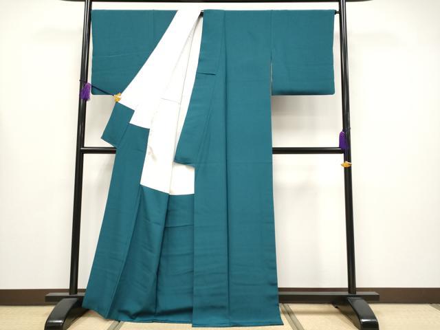 平和屋着物●極上　色無地　皇室献上絹　小忌染　高麗納戸色　今上天皇陛下大賞祭謹製　反端付き　逸品　CYAA4215s6_2