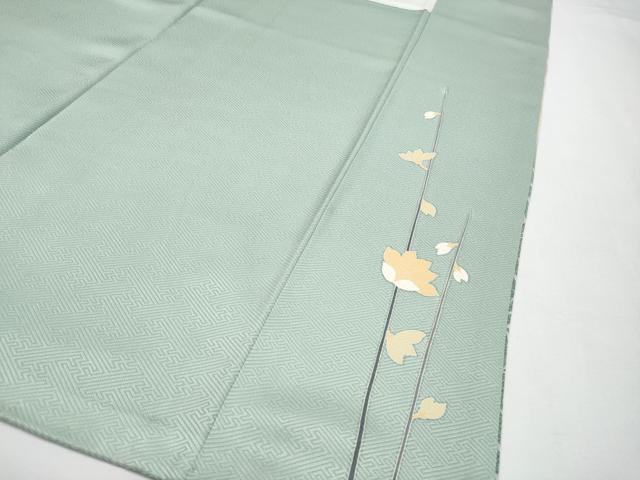 平和屋着物○極上 訪問着 作家物 鴛鴦 暈し染め 金彩 薄青色地 逸品