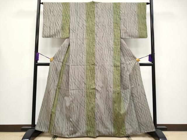 平和屋着物●極上　伝統工芸士　七代目　吉澤与市　紬　間道　逸品　CYAA4232s6_1