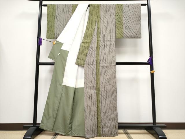 平和屋着物●極上　伝統工芸士　七代目　吉澤与市　紬　間道　逸品　CYAA4232s6_2