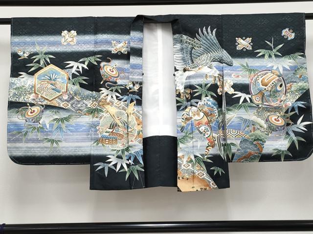 平和屋本店■極上　七五三　男の子　3歳　祝着・襦袢・羽織・行灯袴・草履・小物セット　鷹　兜　金彩　洗える着物　逸品　新品 CYAA4276s6_4