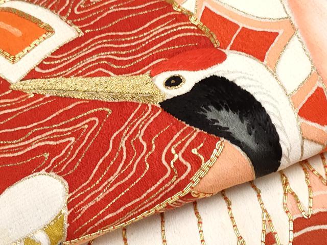 平和屋本店●極上　アンティーク　大正ロマン　振袖　駒刺繍　宝船飛鶴花文　金彩　逸品　CYAA4290s6_6