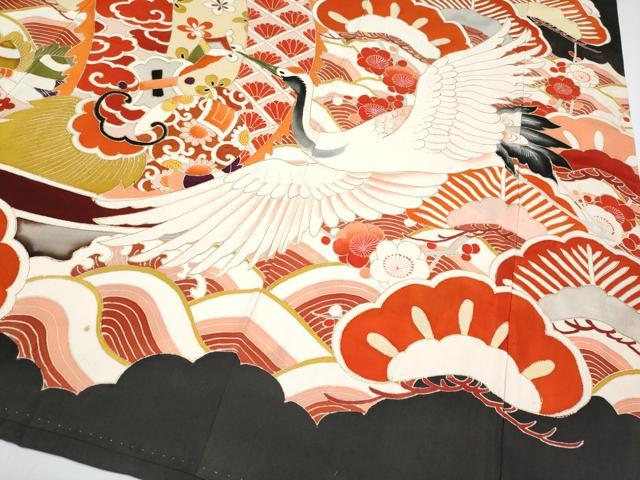平和屋本店●極上　アンティーク　大正ロマン　振袖　駒刺繍　宝船飛鶴花文　金彩　逸品　CYAA4290s6_5