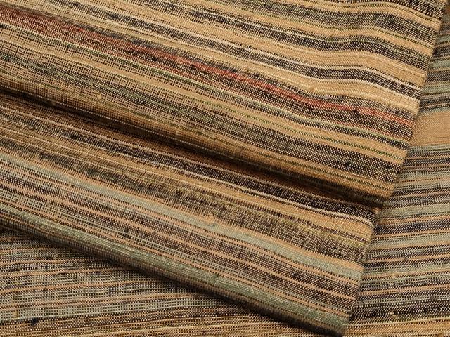 平和屋本店●極上　郡上紬　草木染　横段文　逸品　CYAA4292s6