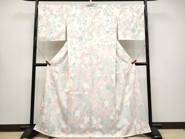 平和屋着物●極上　小紋　地紋起こし　枝花文　たたき染め　逸品　未使用　CYAA4296s6_1