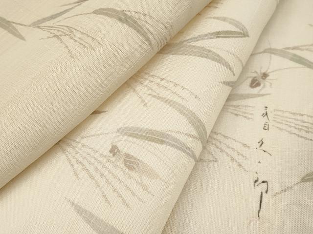 平和屋着物＊極上　夏物　二代目　川村久太郎　訪問着　紗紬　夏虫　薄香色地　逸品　CYAA4299s6