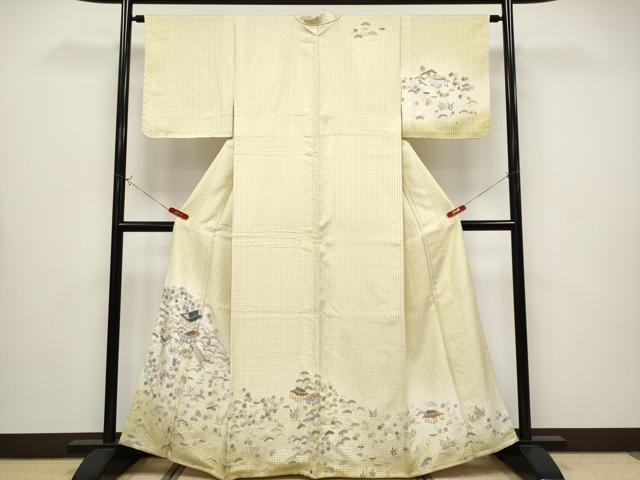 平和屋本店●極上　中国三大刺繍　スワトウ相良刺繍　総刺繍　訪問着　風景文　金糸　砥粉色地　逸品　未使用　CYAA4322s6