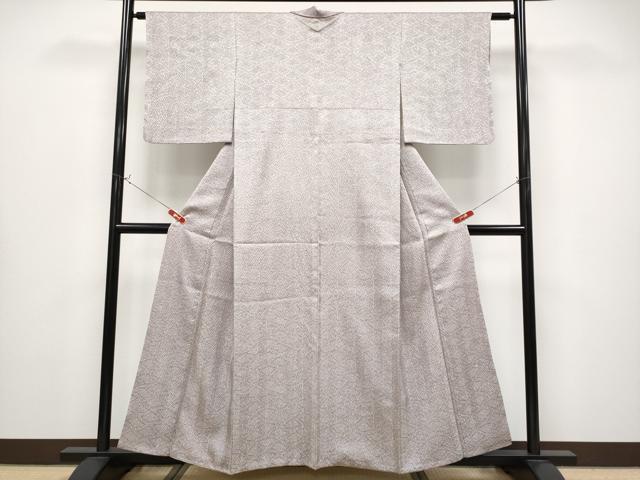 平和屋着物●極上　名門　藤娘きぬたや・総絞り　杢目絞り　小紋　梅鼠色地　逸品　CYAA4327s6_1