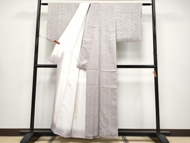 平和屋着物●極上　名門　藤娘きぬたや・総絞り　杢目絞り　小紋　梅鼠色地　逸品　CYAA4327s6_2