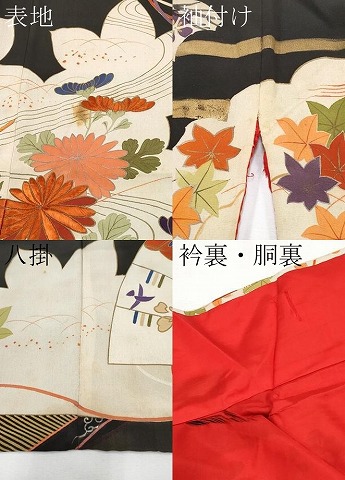 平和屋着物●極上　アンティーク　大正ロマン　振袖　駒刺繍　御所車枝花文　金彩　逸品　CYAA4332s6_9
