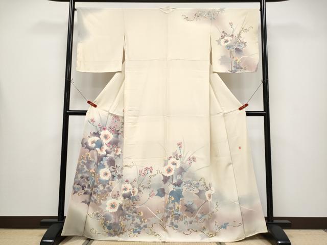 平和屋本店●極上　本加賀友禅作家　村田幸司　訪問着　草花文　暈し染め　蜂蜜色地　逸品　未使用　CYAA4337s6
