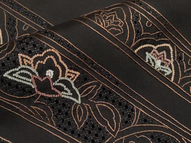 平和屋着物●極上 中国三大刺繍 蘇州刺繍 スワトウ相良刺繍 総刺繍 訪問着 本場染大島紬 翁雪宝 正倉院更紗唐草文 逸品 未使用 CYAA4342s6_7