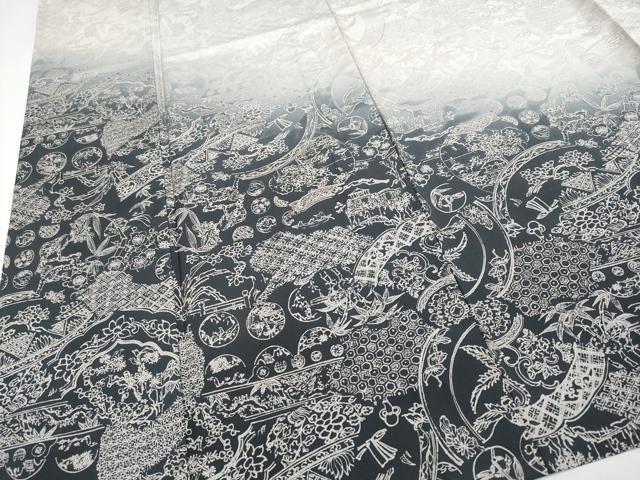 平和屋着物▽極上　訪問着　本場縞大島紬　単衣　草木小紋　花鳥風景文　武島織物謹製　証紙付き　逸品　未使用　CYAA4350s6