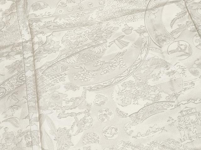 平和屋着物▽極上　訪問着　本場縞大島紬　単衣　草木小紋　花鳥風景文　武島織物謹製　証紙付き　逸品　未使用　CYAA4350s6