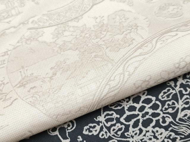 平和屋着物▽極上　訪問着　本場縞大島紬　単衣　草木小紋　花鳥風景文　武島織物謹製　証紙付き　逸品　未使用　CYAA4350s6