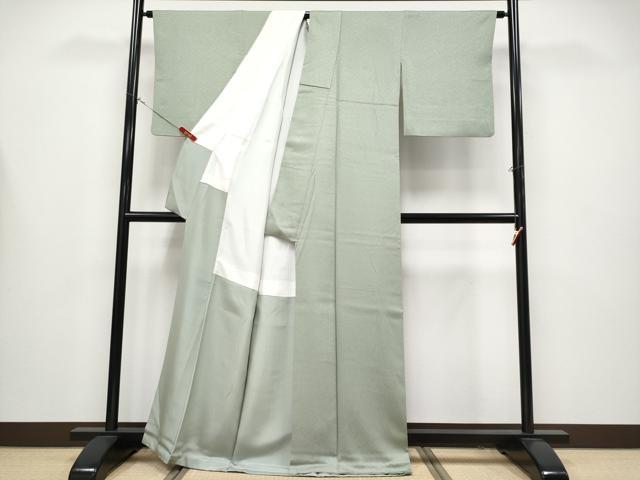 平和屋着物●極上　京加賀友禅　百貫達雄監修　色無地　青白橡色地　逸品　CYAA4370s6_2