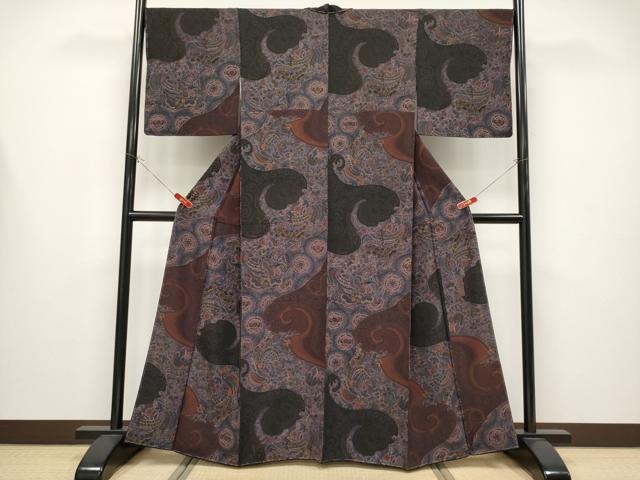 平和屋本店○極上 前田仁仙 仁仙更紗 小紋 花鳥文 逸品 未使用