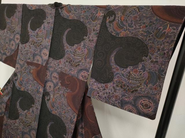 平和屋本店○極上 前田仁仙 仁仙更紗 小紋 花鳥文 逸品 未使用