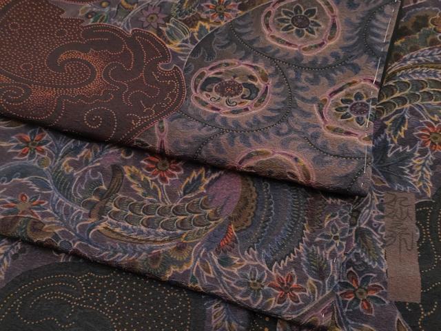 平和屋本店●極上　前田仁仙　仁仙更紗　小紋　花鳥文　逸品　未使用　CYAA4386s6 平和屋本店○極上 前田仁仙 仁仙更紗 小紋 鳳凰花唐草文 逸品