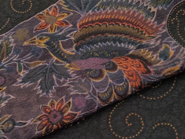 平和屋本店○極上 前田仁仙 仁仙更紗 小紋 花鳥文 逸品 未使用