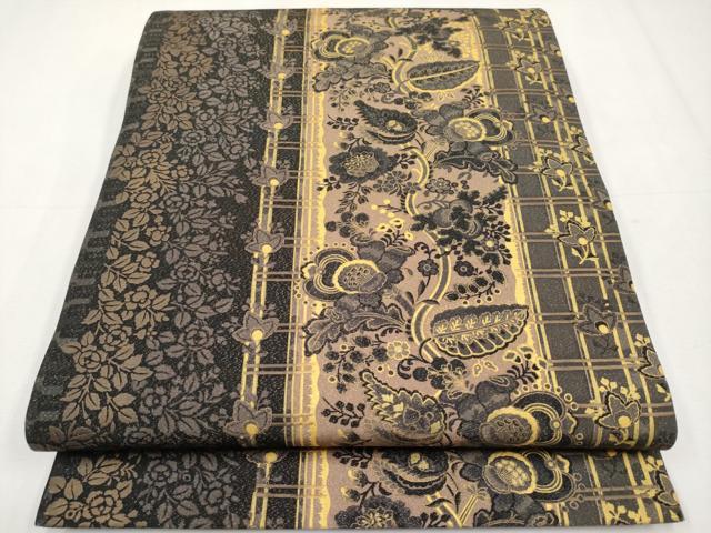 平和屋着物●極上　前田仁仙　仁仙更紗　全通柄袋帯　更紗花唐草間道　金通し地　逸品　未使用　CYAA4604s6