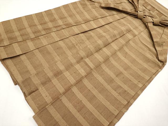 平和屋本店●希少　男性　伊兵衛織　工芸手織　馬乗り袴　横段文　煎茶色地　逸品　CYAA4400s6
