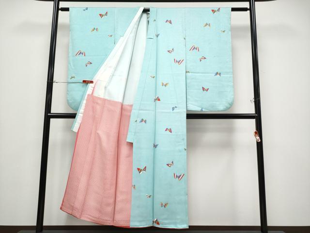 平和屋着物∵極上　女の子　十三参り　子供　祝着　舞蝶文　瓶覗色地　逸品　CYAA4452s6_1