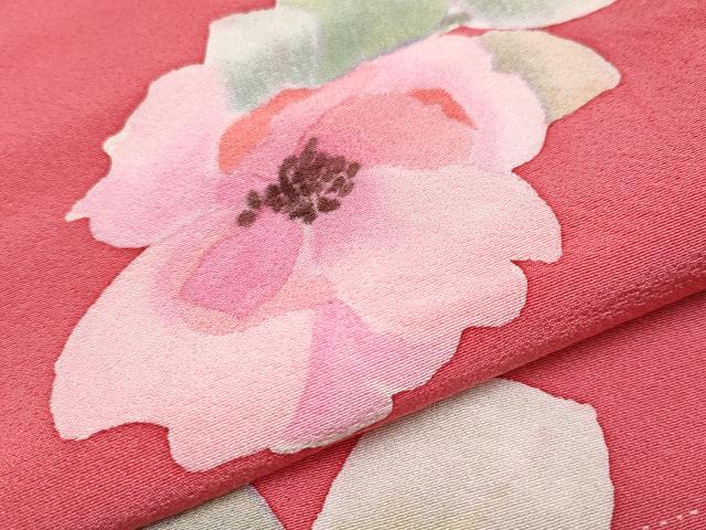 平和屋着物●極上　小紋　手描き　草花文　薔薇色地　逸品　CYAA4455s6 平和屋着物○極上 小紋 手描き 草花文 薔薇色地 逸品 CYAA4455s6