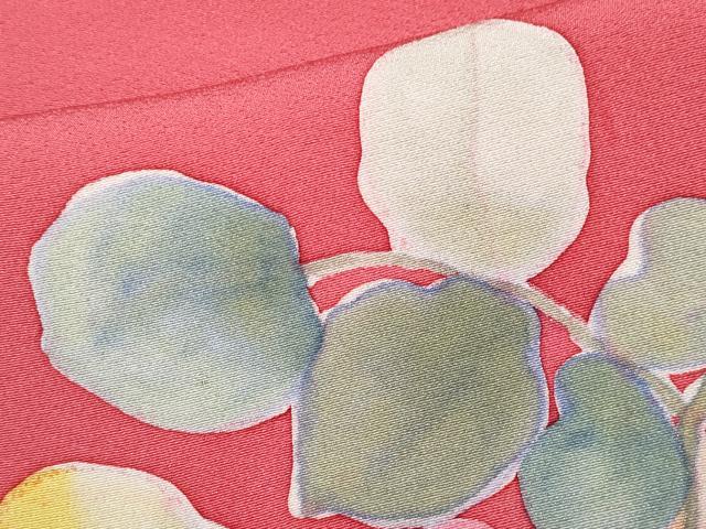 平和屋着物●極上　小紋　手描き　草花文　薔薇色地　逸品　CYAA4455s6 平和屋着物○極上 小紋 手描き 草花文 薔薇色地 逸品 CYAA4455s6