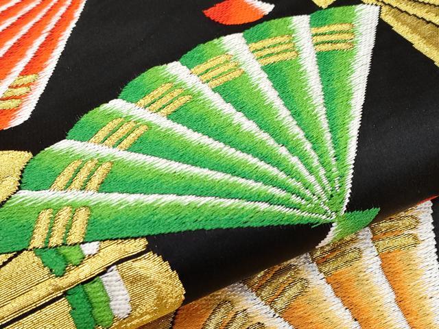 平和屋着物[]極上　七五三　女の子　7歳　祝着・袋帯セット　羽子板　茜色地　逸品　未使用　CYAA4457s6_7