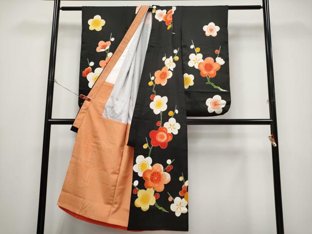 平和屋着物[]極上　七五三　女の子　7歳　祝着・袋帯セット　駒刺繍　枝梅文　黒地　金彩　逸品　CYAA4458s6_1