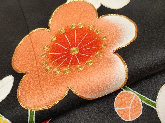 平和屋着物[]極上　七五三　女の子　7歳　祝着・袋帯セット　駒刺繍　枝梅文　黒地　金彩　逸品　CYAA4458s6_3