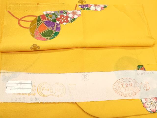 平和屋着物[]極上　七五三　女の子　7歳　祝着・袋帯セット　鞠花文　金彩　山吹色地　逸品　CYAA4461s6_6