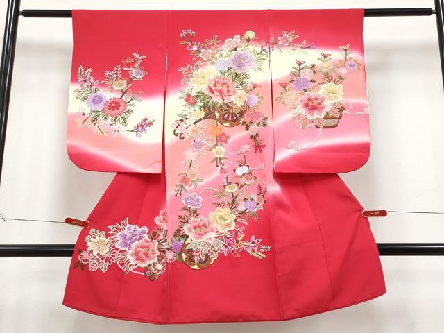 平和屋本店[]極上 七五三　女の子　7歳　祝着　中国三大刺繍　相良刺繍　総刺繍　花車文　暈し染　金糸　朱・緋色　逸品 未使用 CYAA4466s6