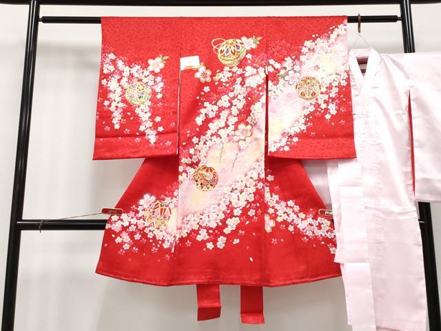 平和屋着物[]極上　七五三　女の子　3歳　祝着・長襦袢セット　鞠花文　金彩　逸品　未使用　CYAA4469s6 14,430円