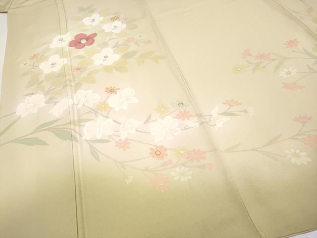 平和屋着物●極上　訪問着　作家物　手描き　刺繍　枝花文　暈し染め　金銀彩　蜂蜜色地　逸品　CYAA4497s6_5
