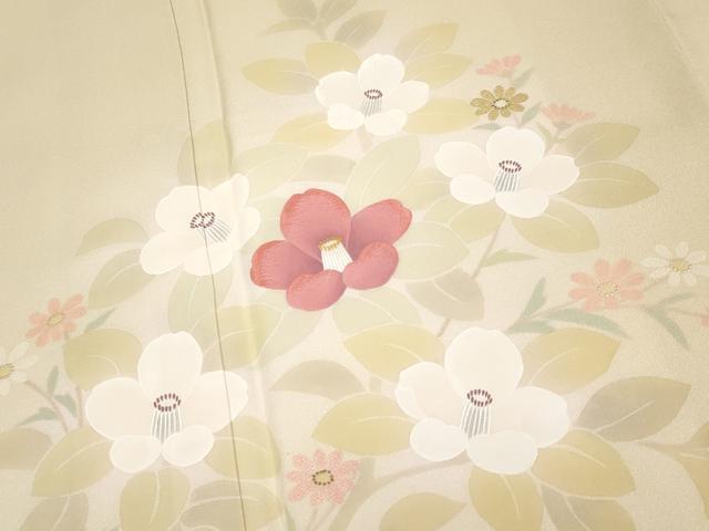 平和屋着物●極上　訪問着　作家物　手描き　刺繍　枝花文　暈し染め　金銀彩　蜂蜜色地　逸品　CYAA4497s6_4