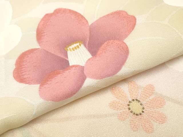 平和屋着物●極上　訪問着　作家物　手描き　刺繍　枝花文　暈し染め　金銀彩　蜂蜜色地　逸品　CYAA4497s6_6