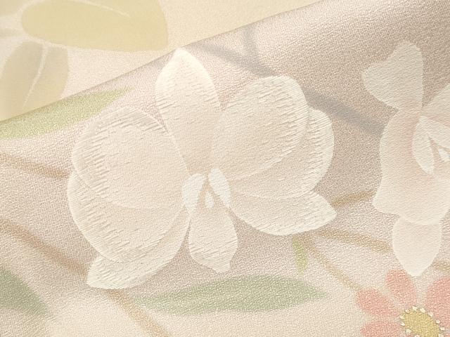 平和屋着物●極上　訪問着　作家物　手描き　刺繍　枝花文　暈し染め　金銀彩　蜂蜜色地　逸品　CYAA4497s6_7