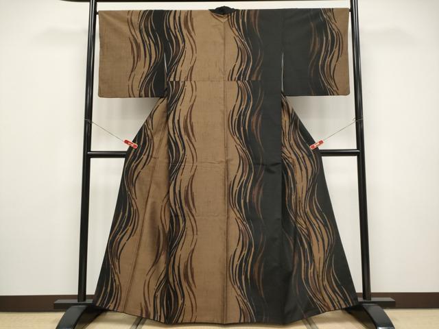 平和屋着物●極上　訪問着　紬地　流線文　逸品　CYAA4499s6