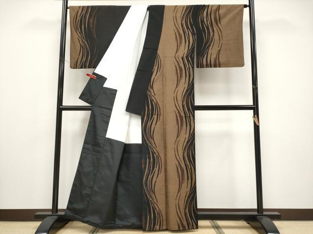 平和屋着物●極上　訪問着　紬地　流線文　逸品　CYAA4499s6_1